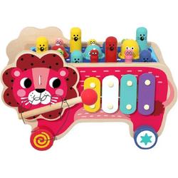 Leo de Leeuw - 4 in 1 Houten Speelgoed Hamerbank - Xylofoon - Visspel - leren klokkijken - Montessori Speelgoed